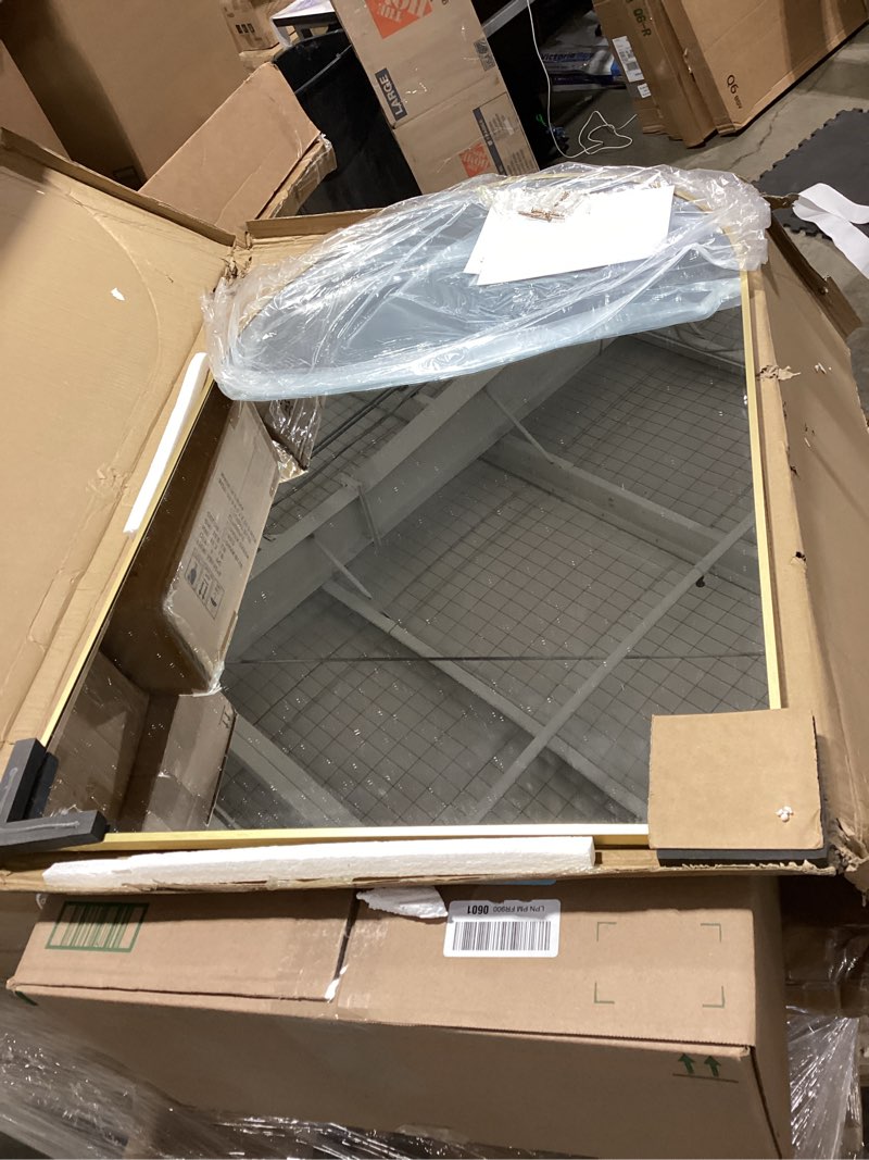 Condition photo showing Good Condition for arched bathroom mirror for wall, mirror for vanity,30''x20'' large wall mounted mirror, metal frame