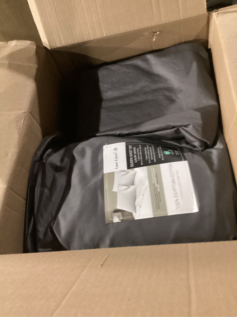 Condition photo showing As Is for similar to pho) lane linen 100% organic cotton eco friendly sustainably produced queen sheets set, low pill fade resistant machine wash fully elasticized cotton bedding queen set- french blue queen french blueo