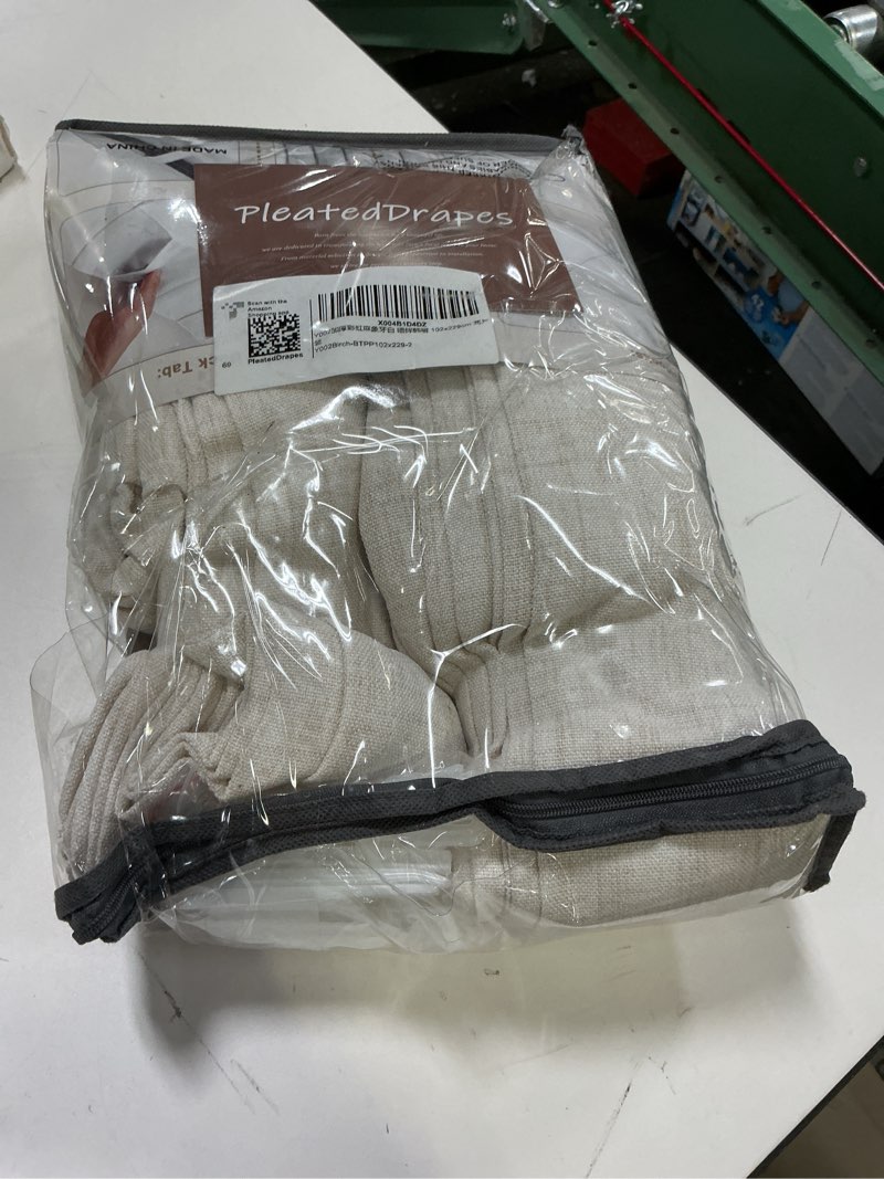 Condition photo showing Good Condition for Semi Sheer Curtains 90 Inches Long for Bedroom Light Filtering Beige Birch Textured Linen Blend Pleat Curtains 7-1/2 ft Length Hooks Rings&Back Tab for Sliding Glass Doors 2 Panels Set Birch 40"W x 90"L( Pack of 2)