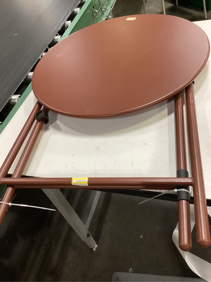 Condition photo showing As Is for metal round open weave bistro patio end table brown - threshold™