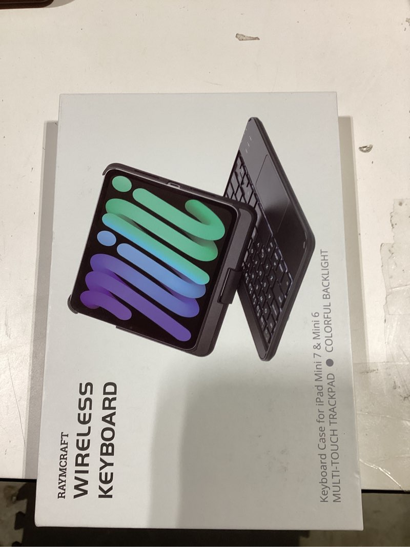 Condition photo showing Good Condition for keyboard case for ipad mini 7 a17 pro(2024) & mini 6 (2021) 8.3", 360° rotate case for ipad mini 7th/6th generation, 7 colors backlit keyboard with trackpad, type-c rechargeable, black for ipad mini 7 & mini 6 black
