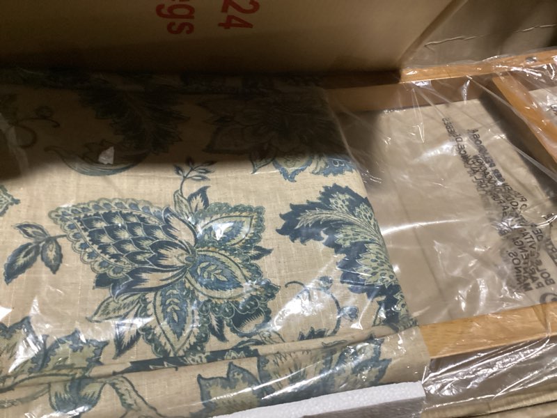 Condition photo showing As Is for HomePop Upholstered Counter Height Barstool, 24-inch, Blue and Tan Jacobean Blue and Tan Jacbean 24- inch