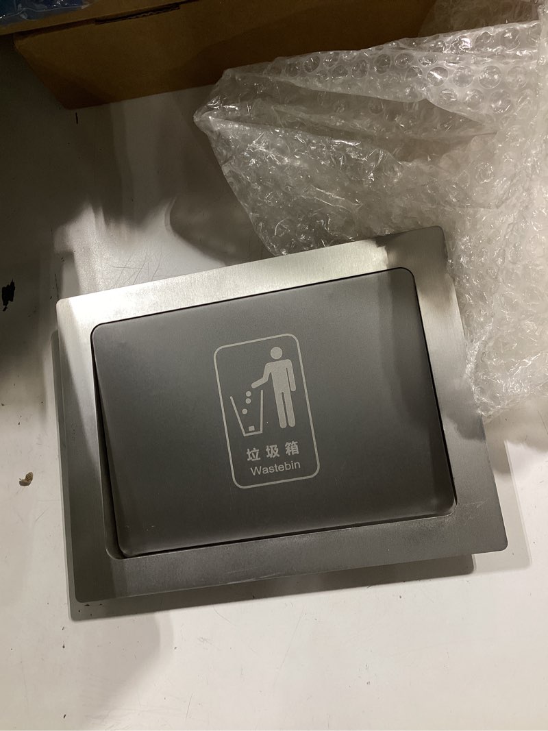 Condition photo showing Good Condition for 304 stainless steel side mount trash chute? 7x9 inch rectangular | commercial & kitchen cabinet garbage door ? inward-flip lid for hands-free? hygienic disposal in areas