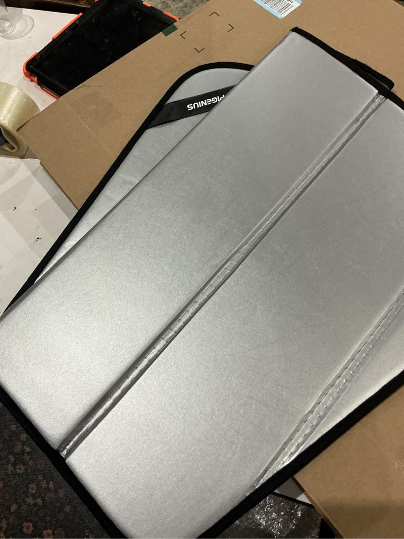 Condition photo showing As Is for pigenius windshield sun shade for bmw 2 series coupe (f22) & m2 (f87) 2014-2021, fits 228i 230i m235i m240i m2, premium grey leather finish matte silver for 2 series/m2 2014-2021 coupe