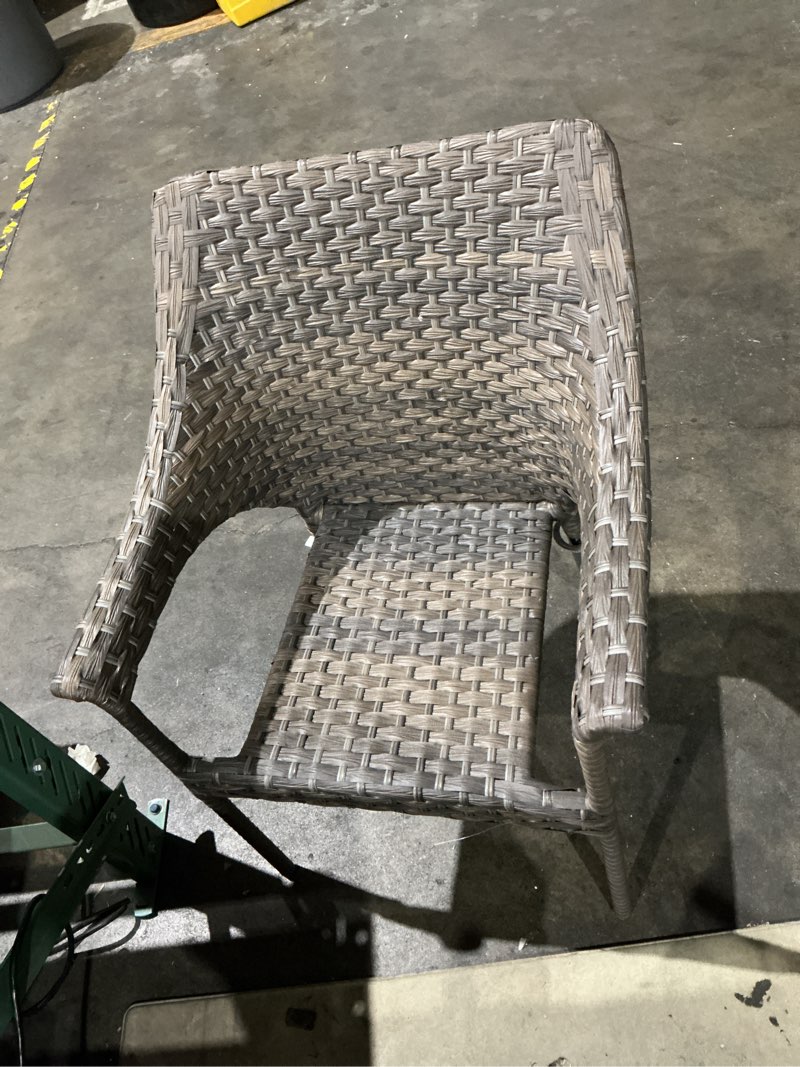 Condition photo showing As Is for style selections lola wicker stackable black steel frame stationary conversation chair with (no