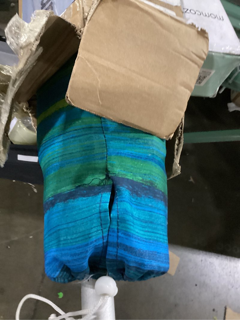 Condition photo showing New/Like New for tommy bahama 7' outdoor beach umbrella with anchorx heavy duty sand anchor and carrying bag, portable beach umbrella with anchor, blue stripe