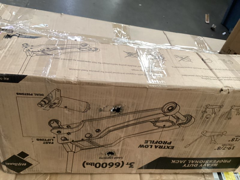 Condition photo showing As Is for av steel low profile floor jack 3 ton (6600 lbs), heavy duty hydraulic jack for car, heavy-duty floor jack with dual pistons quick lift pump, car floor jack with lifting range 3-1/8'' to 19-7/8''