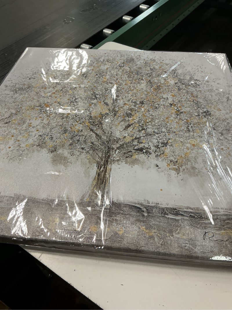 Condition photo showing Good Condition for Woxfcart Living Room Decor Canvas Wall Art Abstract Tree Pictures Gray with Gold Forest Painting Modern Landscape Artwork for Bedroom Bathroom Home Office Decoration, 28" L x 28" W 28"L x 28"W Abstract Tree