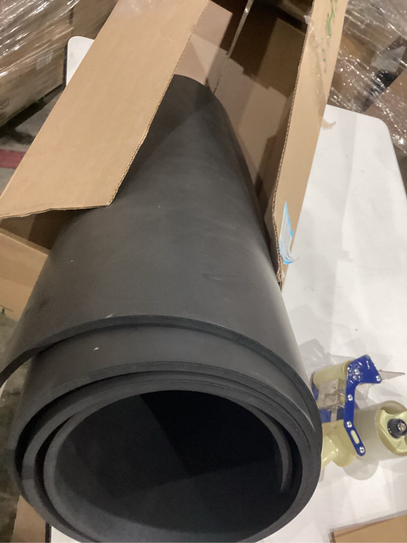 Condition photo showing As Is for flooring inc's 1/4" thick tough rubber flooring roll | flexible recycled rubber floor mats for home gym | heavy duty rubber mat for home gyms, sheds, horse stall mat or trailer grey 120"l x 48"w x 0.3"th