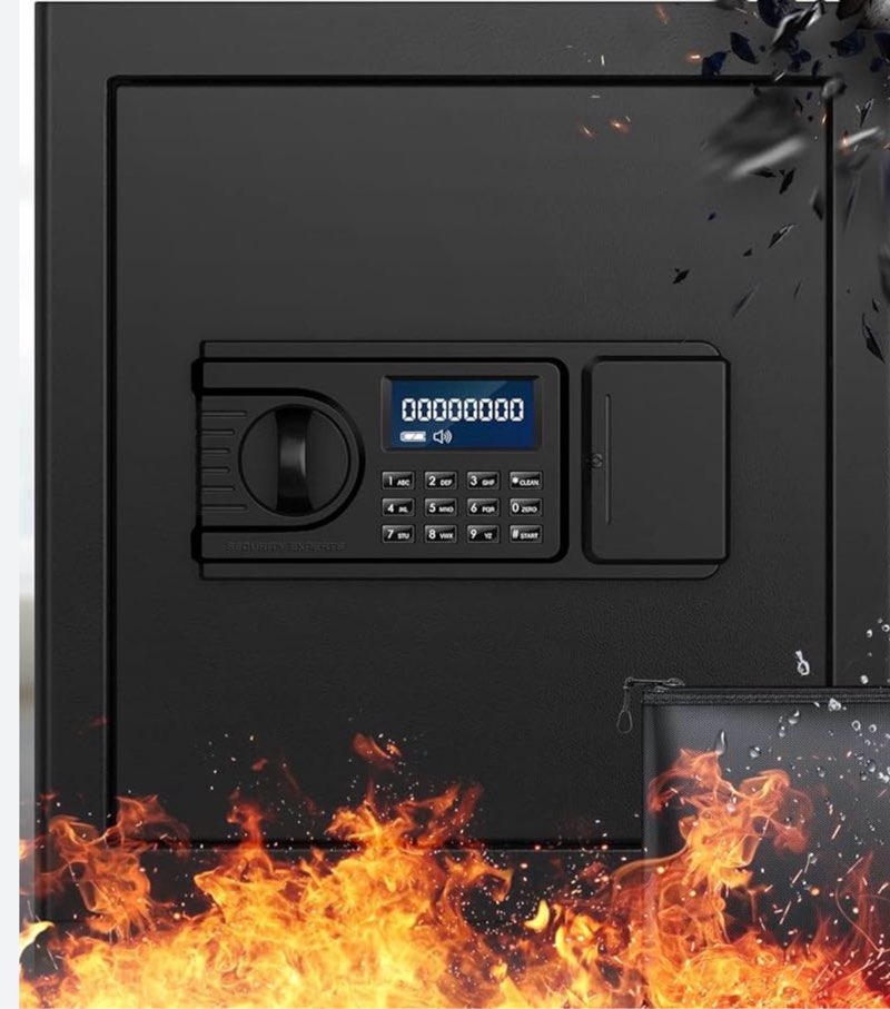 Cub Home Safe Box Fireproof Waterproof with Fireproof Money Bag, Personal Hidden Small Money Safe with Combination Lock, Security Digital Fireproof Safe for Money Firearm Medicine Jewelry (similar product)