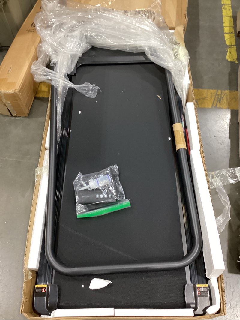 Condition photo showing As Is for walking pad treadmill for home - folding treadmills with handle bar portable compact fold up indoor foldable handles electric walk pads small spaces mini running quiet under bed office