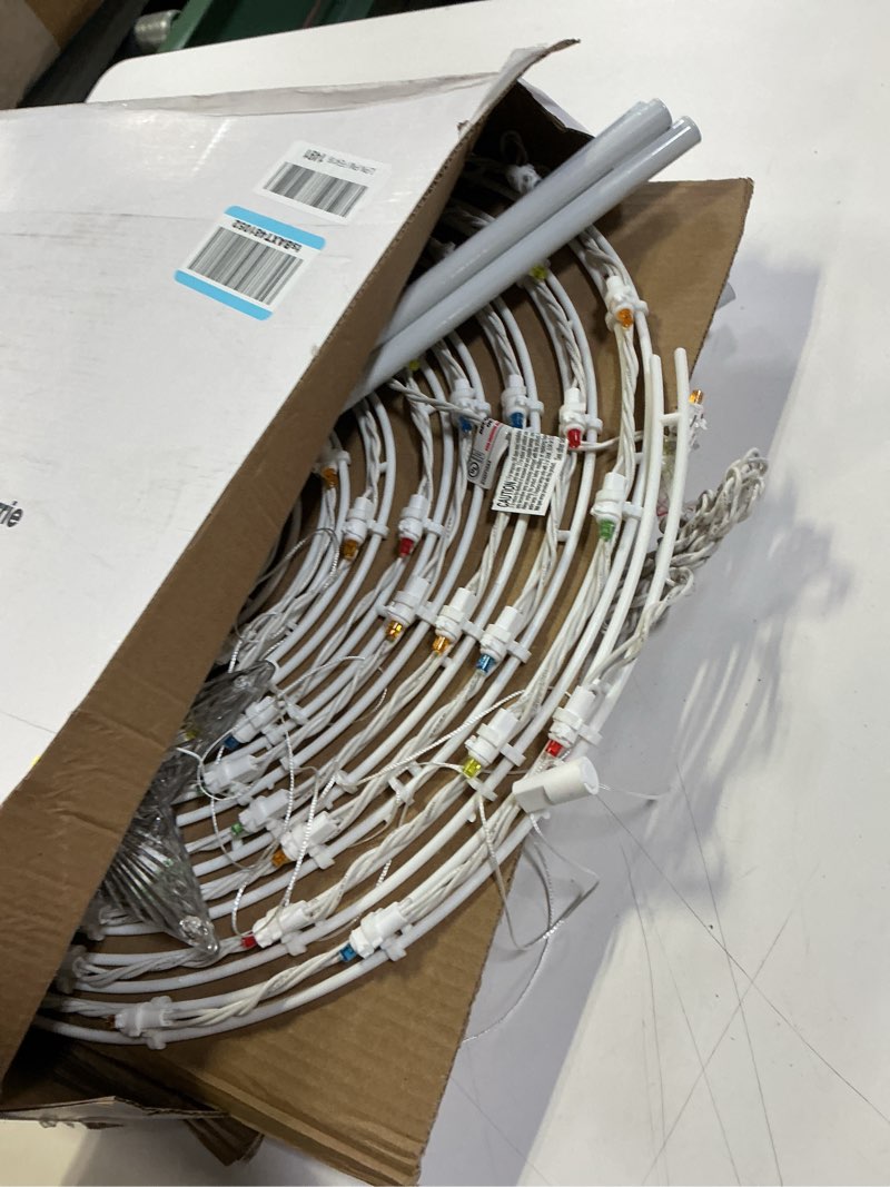 Condition photo showing As Is for Macarrie 2 Pack 6 Ft Spiral Christmas Trees Outdoor Light Up Christmas Tree 125 LEDs Plug in Cone Tree Decoration with Star Topper for Holiday Winter Outside Yard Porch Home(Colorful)