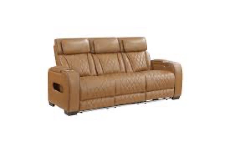 Homelegant 9516BRW-3PWH  power doiuble reclining sofa with center-down  cup holders,power headrests