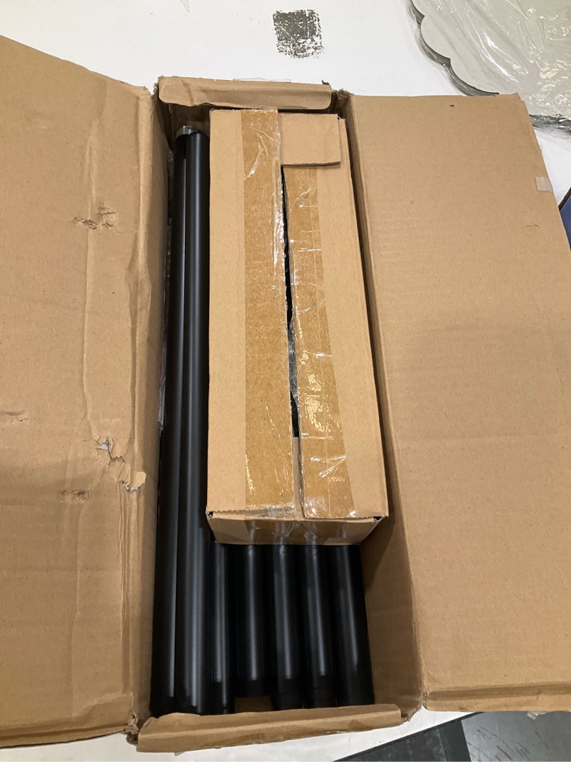 Condition photo showing Good Condition for oneach 2 pack black curtain rods for windows 48 to 84 inch, 7/8" adjustable heavy duty decorative drapery rods with round netted texture finials (36 to 88 inch) black 36"-88"|2 pack