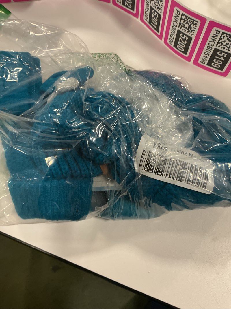 Condition photo showing Good Condition for Winter Hat Scarf Gloves and Ear Warmer, Warm Knit Beanie Hat Touch Screen Gloves Set Winter Gifts Neck Scarves for Women Blue-green
