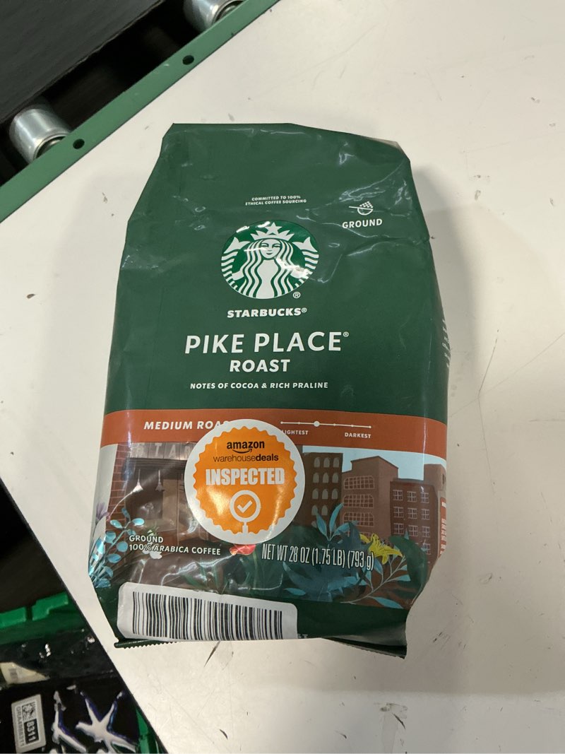 Condition photo showing New/Like New for ((bb:13/feb/2026)jstarbucks ground coffee, medium roast hot or iced coffee, pike place roast, 28 oz pike place roast 28 ounce (pack of 1)