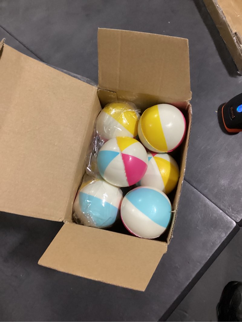 Condition photo showing Good Condition for jerify 24 pcs mini beach stress balls 2.5 inch foam pu relief stress ball mini rainbow blow up beach balls toys for girls boys birthday beach hawaiian party favors summer water games (bright color)