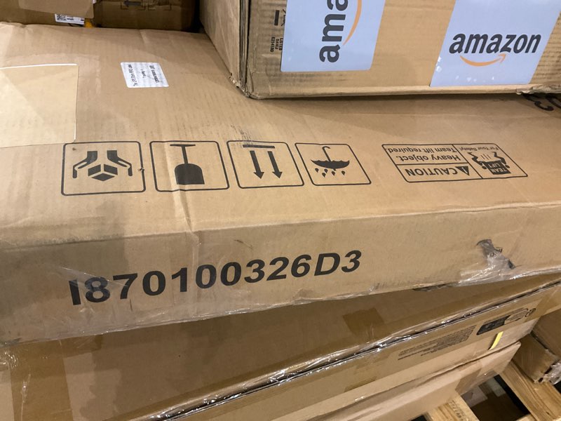 Condition photo showing As Is for Feonase Floating Bed Frame King with Led Lights and Charging Station, Wood Full Size Bed Frame with Storage Headboard, Heavy Duty Metal Slats, No Box Spring Needed, Easy Assembly,Walnut Walnut King