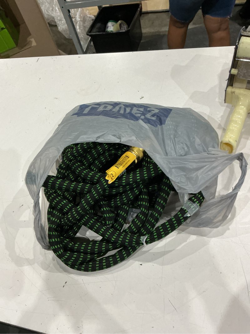 Condition photo showing As Is for flex-able hose xtreme 1-in x 100-ft kink free woven green hose