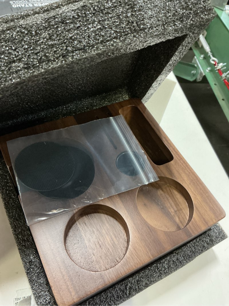 Condition photo showing Good Condition for Walnut Espresso Tamping Station 54mm for Breville Machines Espresso Accessories Organizer Tamper Distributor Portafilter Holder and Multi Accessory Storage 54mm Walnut