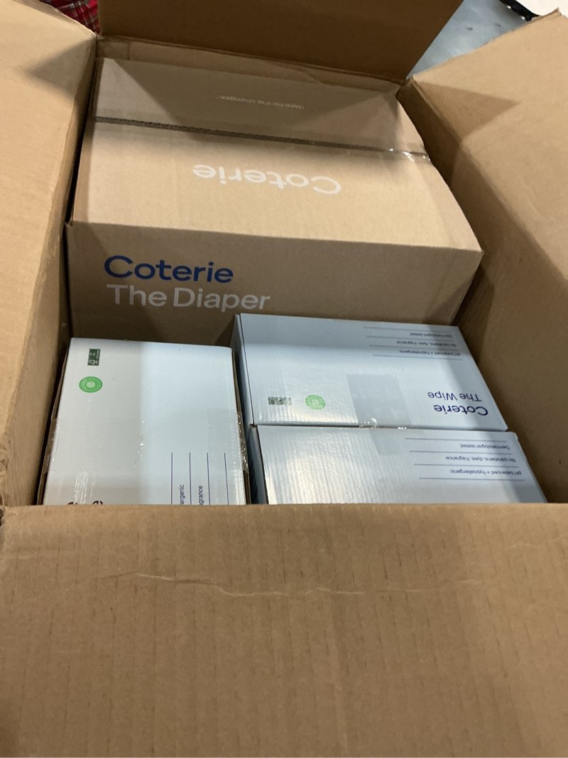 Condition photo showing New/Like New for Coterie Baby Wipes + Diapers Kit, Size 1 Diapers (198 Count) & 12 Pack (672 Count) Baby Wipes with 99% Water, Plant Based Materials, Hypoallergenic for Sensitive Skin Size 1 (198 Count) + Wipes (12 Packs)