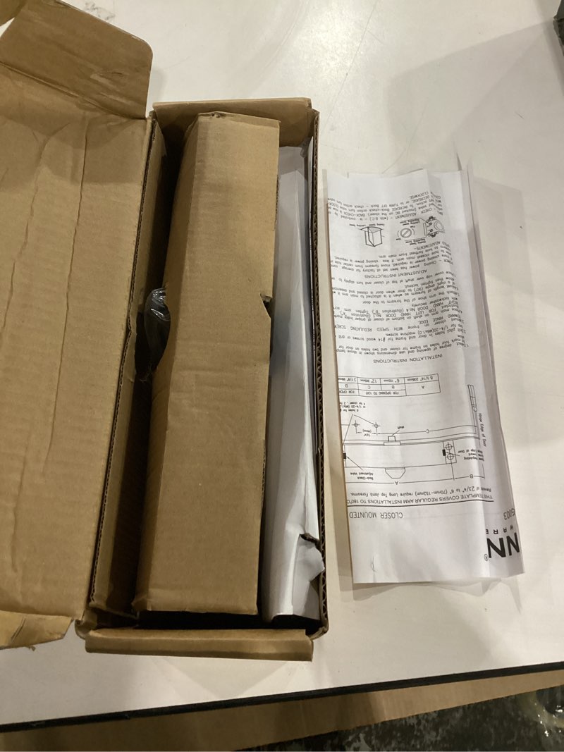 Condition photo showing New/Like New for lynn hardware medium duty automatic door closer (matte black) - highly durable cast aluminum, commercial or home use, adjustable speed controls, 3 mounting options, 3 hour fire rated (dc6003 model)