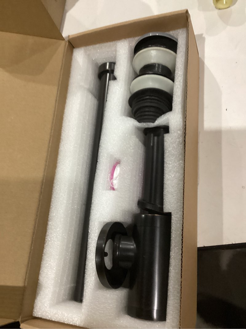 Condition photo showing As Is for MENATT Bottle P Trap Brass Round 1 1/4 Inch Decorative P-Trap, Bathroom Basin Sink Waste Drain Kit with Overflow Drain, Wall Drainage, Oiled Rubbered Bronze Orb With Overflow Hole