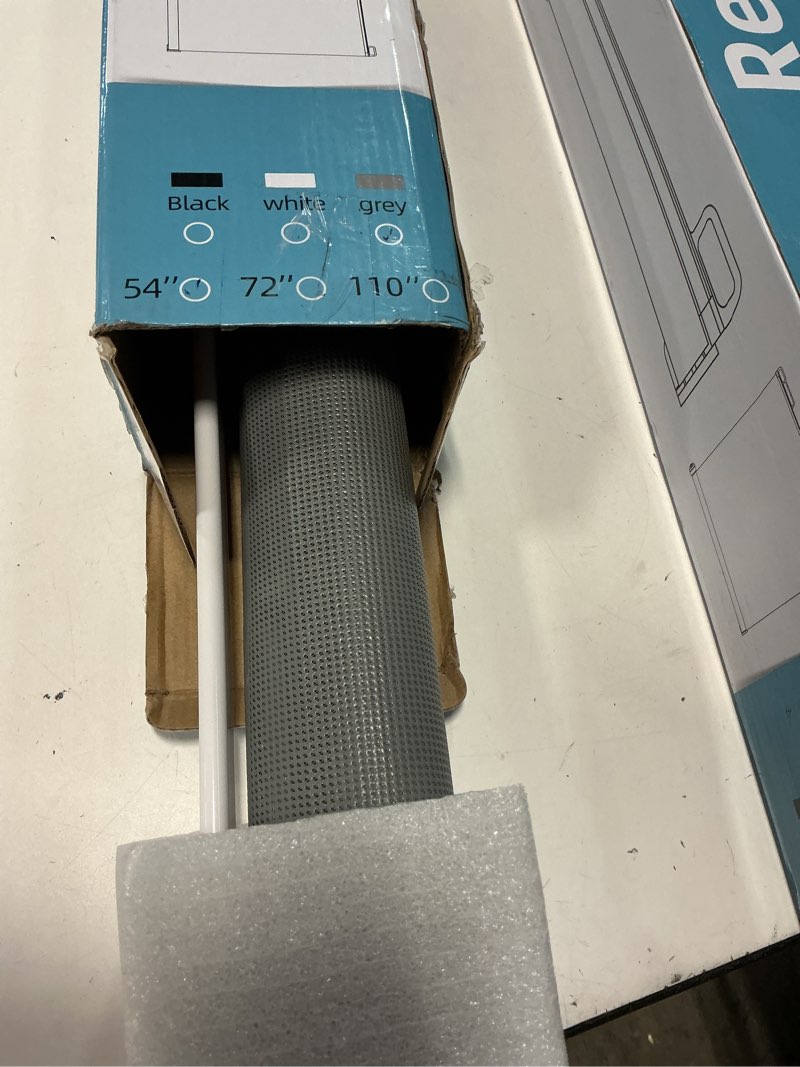 Condition photo showing As Is for retractable baby gates no drilling, probebi retractable dog gate for the house extends to 54" wide 33" tall, gates for baby indoor, stair gate for outdoor, staris, hallways, doorways, deck, porch a-white 33" tall x 54" wide-no drilling