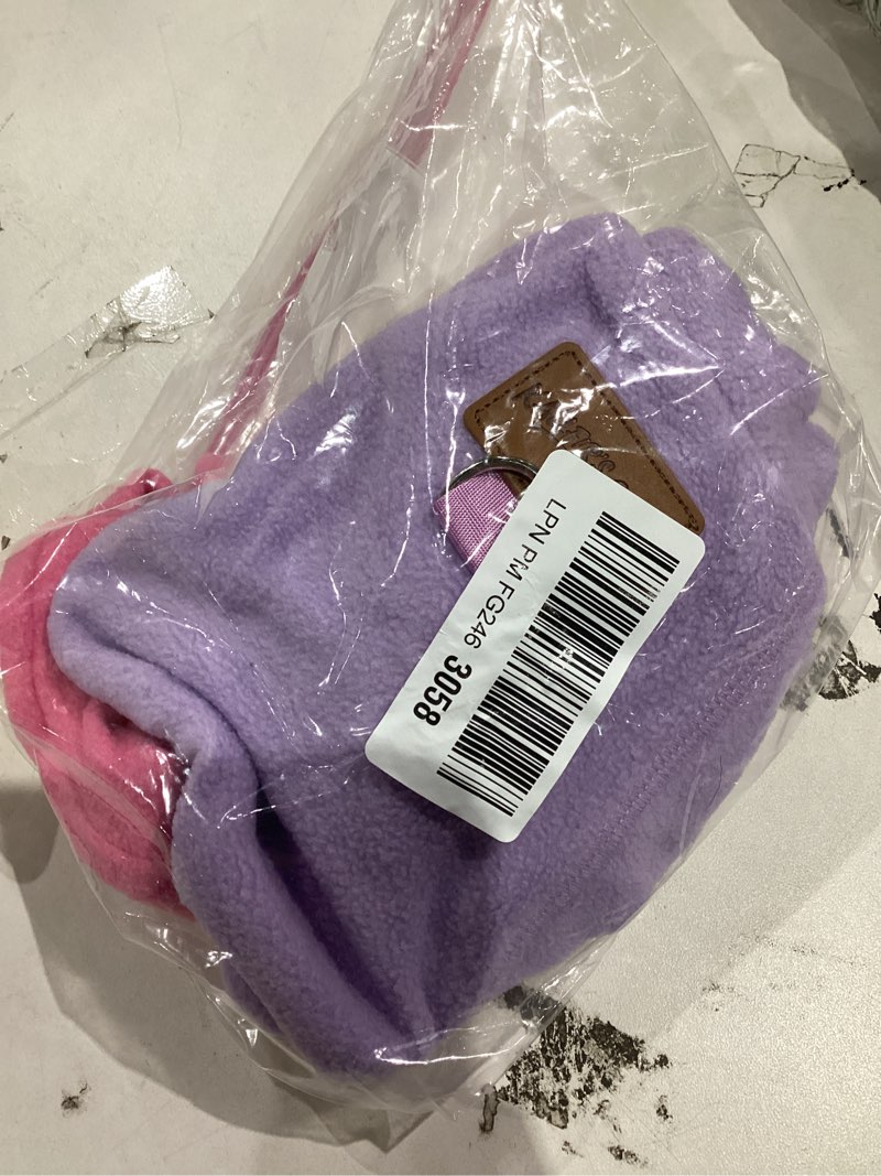 Condition photo showing As Is for 2 Pieces Dog Sweaters with Leash Ring Fleece Dog Winter Clothes for Small Dogs Girl Boy Turtleneck Pet Sweatshirt Puppy Pullover Sweaters Cat Apparel Clothing,XXS, Pink and Purple Pink-Purple XX-Small