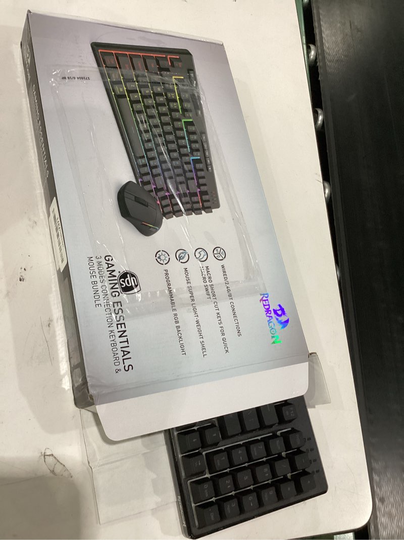 Condition photo showing Good Condition for redragon s156 wireless keyboard and mouse with tri-mode, mechanical feel keyboard and 4800 dpi 61g ultra-light gaming mouse, rgb backlit, 4 macro keys, long battery life for pc, mac, ideal for gamer deep black