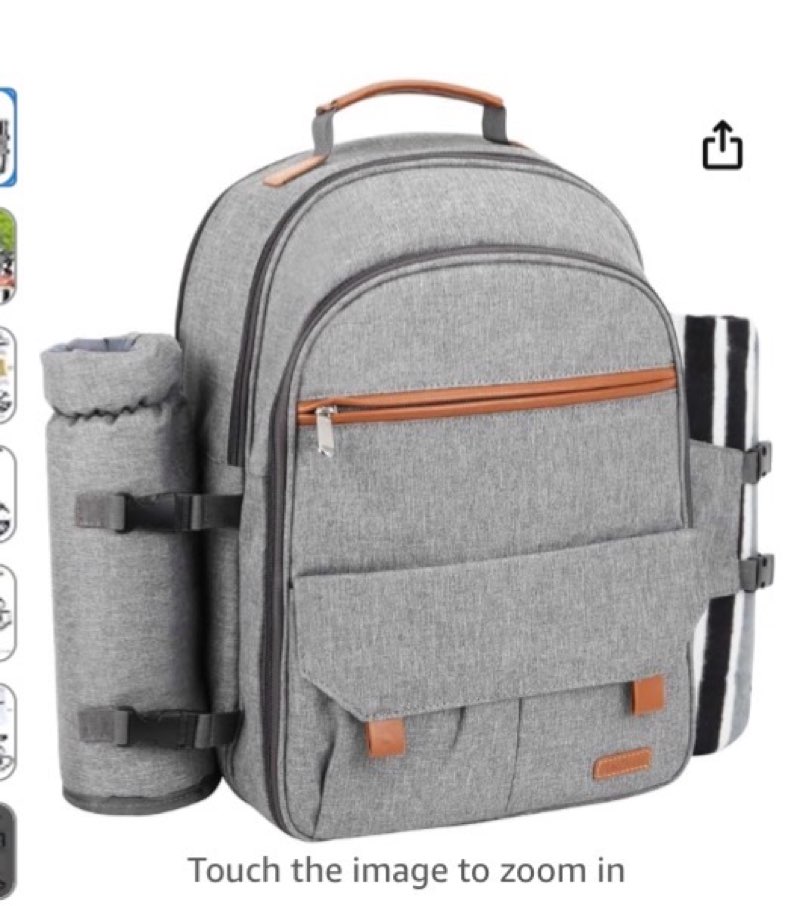 Delivery.                     2+   Touch the image to zoom in Sunflora Deluxe 4 Person Picnic Backpack with Pocket Insulated Picnic Basket with Crockery and Blanket for