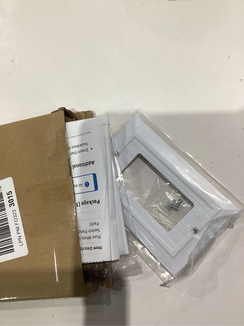 Condition photo showing New/Like New for pure white classic beadboard wall plates,light switch covers,electrical outlet covers, switch plates of various combination, nature bamboo fiber wall plate (1 gang decorator 4 pack)