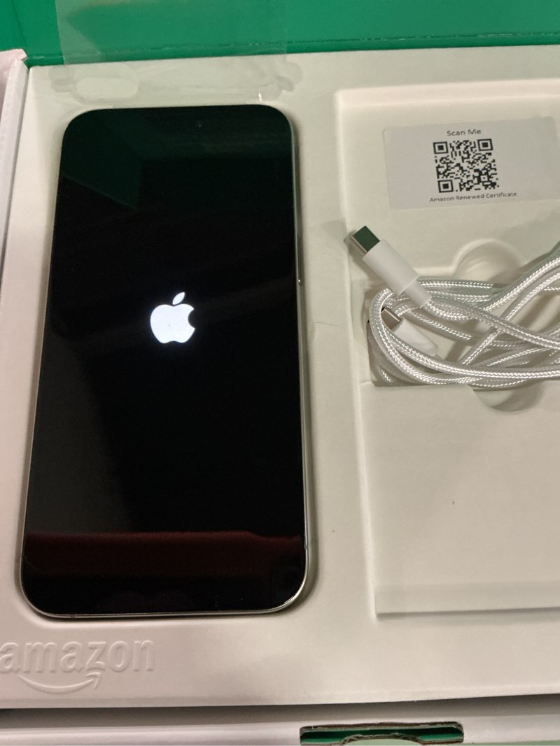 Condition photo showing As Is for apple iphone (renewed premium) 15 pro max, 256gb, natural titanium - unlocked 256gb natural titanium unlocked renewed premium