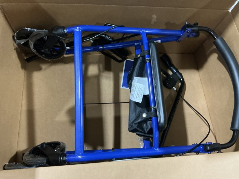 Condition photo showing Good Condition for Drive Medical Aluminum Rollator Walker - Fold Up - Padded Seat - 6 Inch Wheels - Lightweight Portable Design - Indoor Outdoor Mobility Aid - Blue Blue 1 Count (Pack of 1)