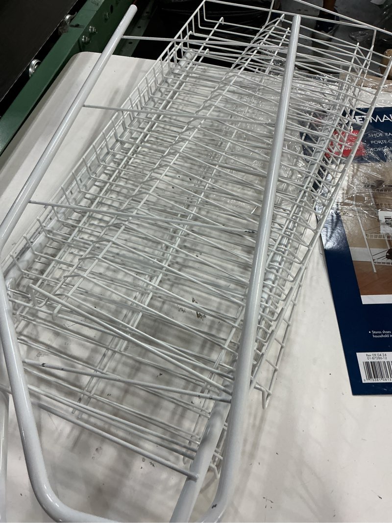 Condition photo showing As Is for 28 h 12-pair 4-tier white steel shoe rack