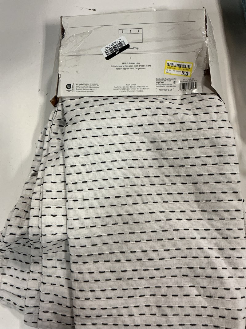 Condition photo showing Good Condition for woven dotted line shower curtain - threshold™: cotton fabric, buttonhole top, machine washable