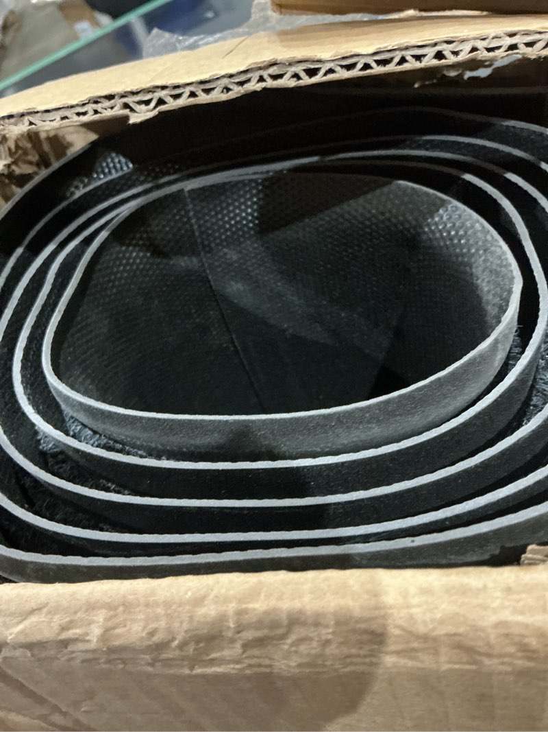 Condition photo showing Good Condition for large commercial door mat, 4' x 8' front door mat outside entrance, low profile easy clean welcome mat indoor outdoor, absorbs moisture and dirt, non-slip backing heavy duty outdoor mat, grey grey striped 4' x 8'