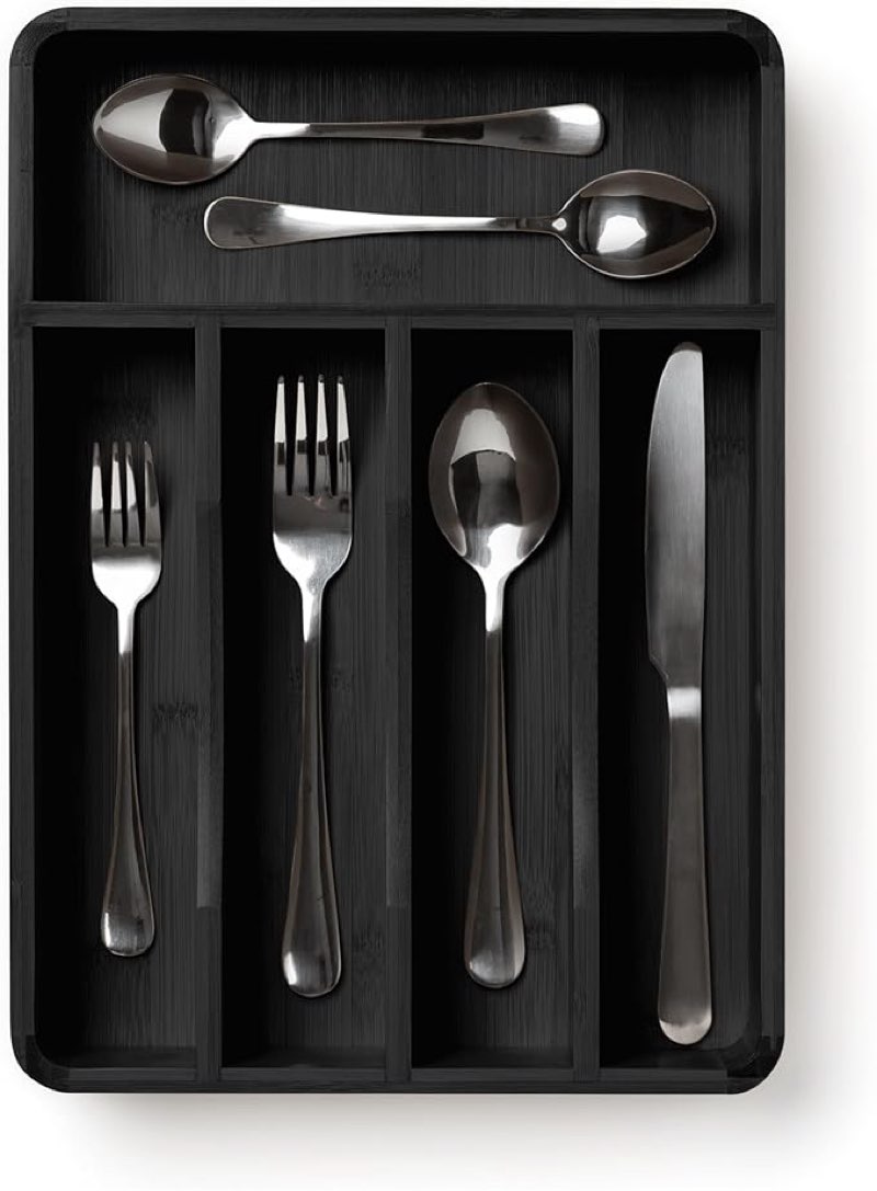 SMIRLY Silverware Drawer Organizer – Bamboo Kitchen Drawer Organizer, Adjustable Utensil Holder and Cutlery Tray, Drawer Dividers for Flatware and Kitchen Utensils