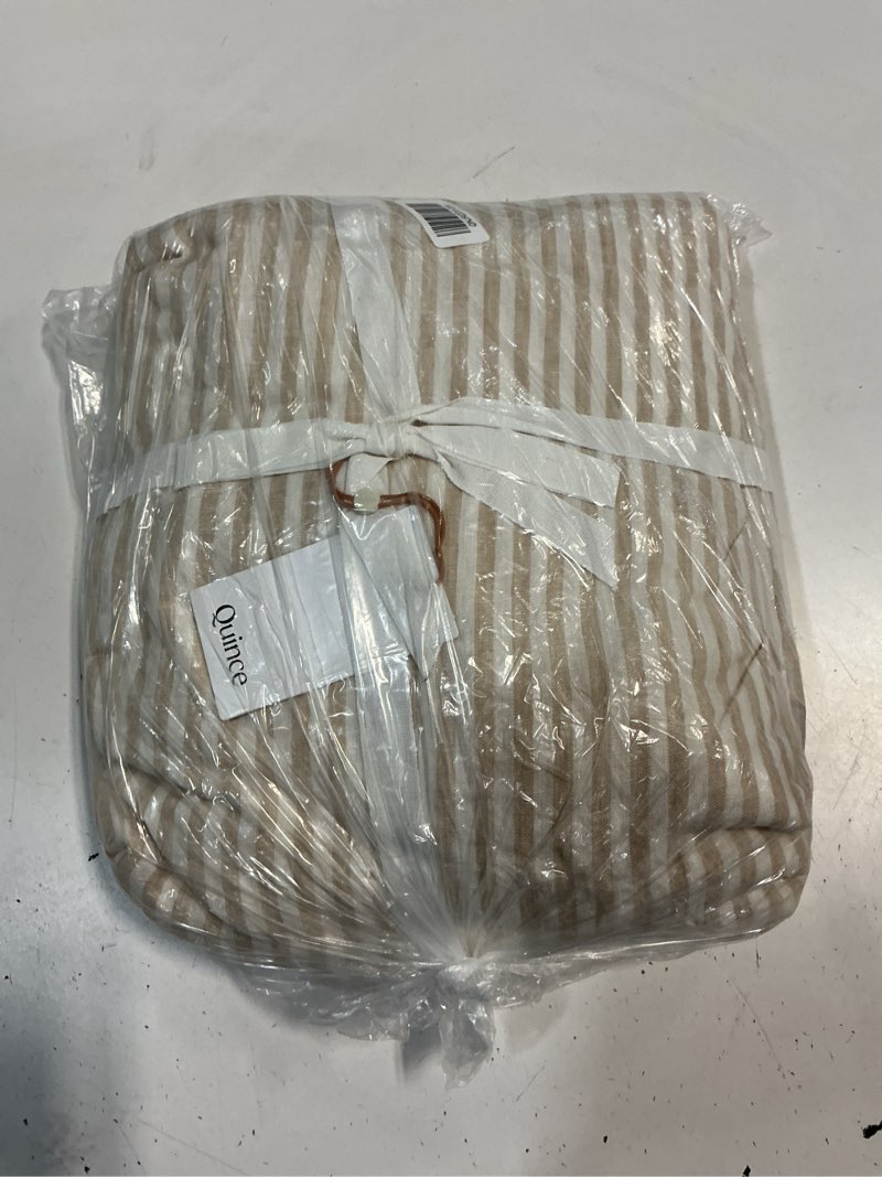 Condition photo showing Good Condition for quince european linen stripe fitted sheet set, queen, natural/white stripe