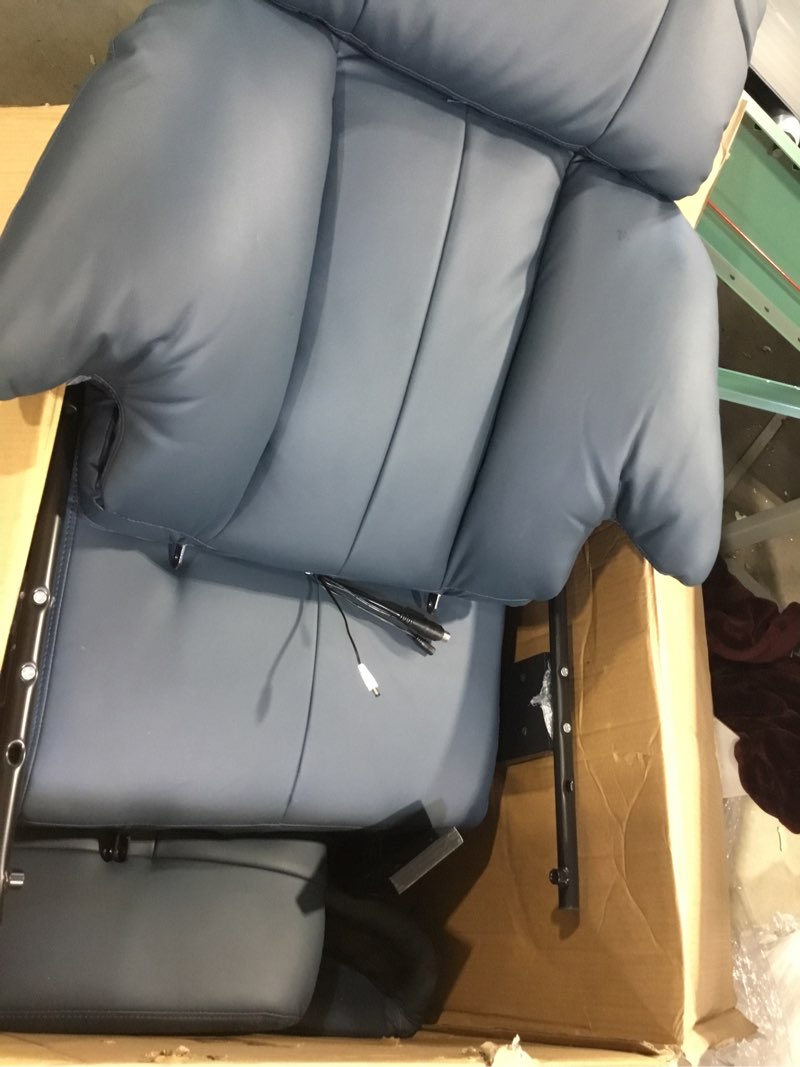 HOMCOM Massage Recliner Chair with Ottoman, 360° Swivel Recliner and Footstool, 10 Point Vibration, PU Leather Reclining Chair with Side Pocket and Remote Control, Blue