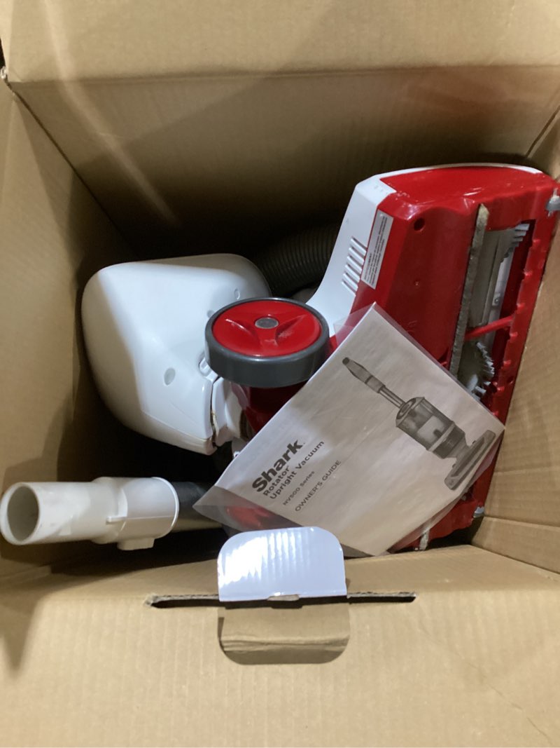 Condition photo showing As Is for Shark NV501 Rotator Professional Lift-Away Upright Vacuum with HEPA Filter, Swivel Steering, LED Headlights, Wide Upholstery Tool, Dusting Brush & Crevice Tool, White/Red
