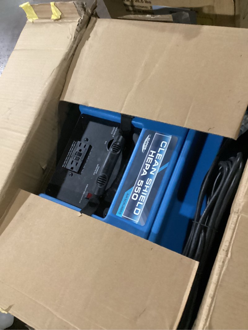 Condition photo showing As Is for ALORAIR Air Scrubber with 3 Stage Filtration, Stackable Negative Air Machine for Industrial and Commercial Use, Heavy Duty Air Cleaner with MERV-10 Filter, HEPA/Activated carbon Filter, Blue