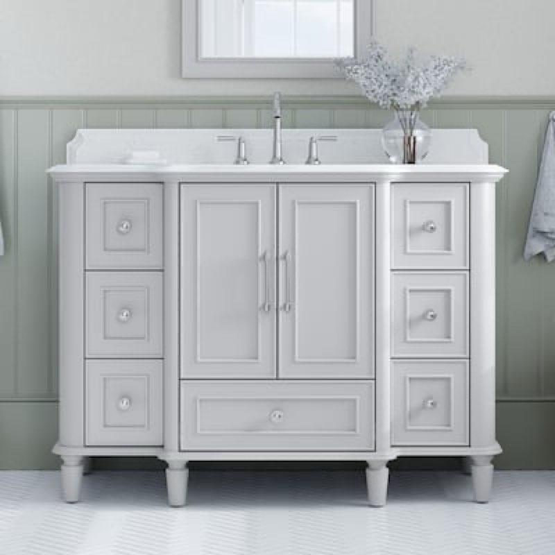 allen + roth colchester 48-in muse gray undermount single sink bathroom vanity 
