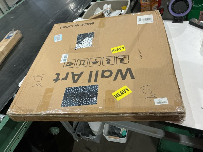 Condition photo showing Good Condition for framed led round abstract wall art for living room, large gold modern geometric lighted artwork for 