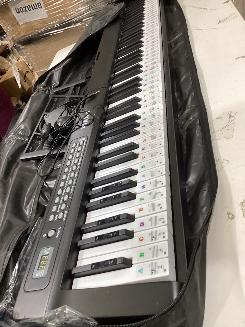 Condition photo showing As Is for digital piano 88 key full size semi weighted electronic keyboard piano set with stand,built-in speakers,electric piano keyboard with sustain pedal,bluetooth,midi/usb/mp3 for beginners adults/81x black