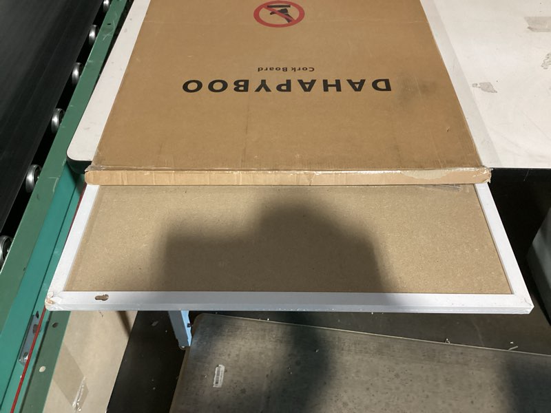 Condition photo showing Good Condition for cork board with linen white,bulletin board 36"x24" hanging corkboards for office home school message board or vision board decoration. white 36" x 24"