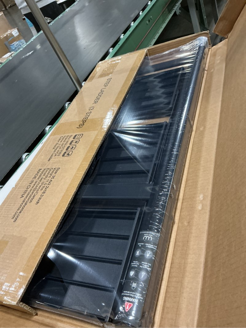 Condition photo showing New/Like New for WOA WOA Step Ladder, Portable Lightweight Home Ladder, Folding Step Stool with Widening Pedals, Kitchen Stepladder, Space Save, Easy to Store, 300 lbs Capacity (3 Step, Black) 3 Step Black