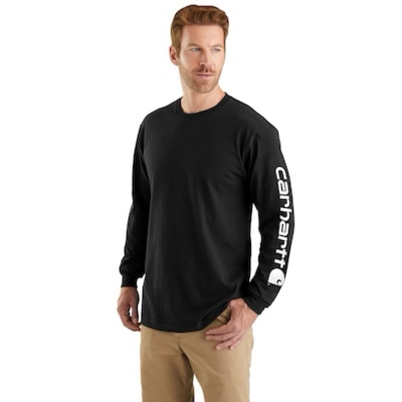 Carhartt Men's Black Heavy weight Knit Long sleeve Solid T-shirt ( L )