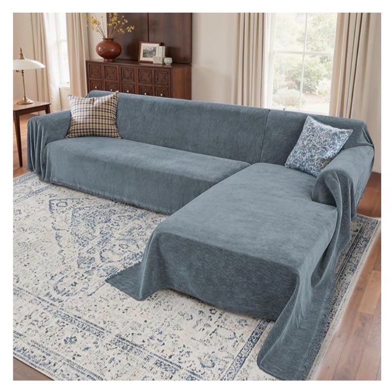 houmiggle sectional couch covers, 2 pieces washable l shaped couch covers sofa blanket for dogs pet 