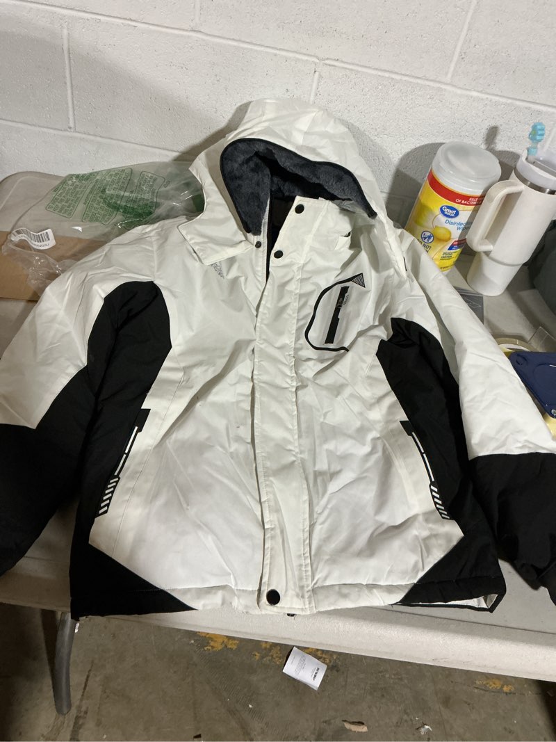 Condition photo showing As Is for wantdo girls' waterproof winter coat fleece ski jacket hooded snow coat warm raincoat outerwear 14-16 white